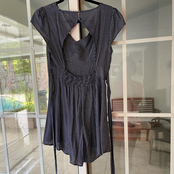 Fun 2 fun blue patterned cutout open back romper with tie - Picture 13 of 13